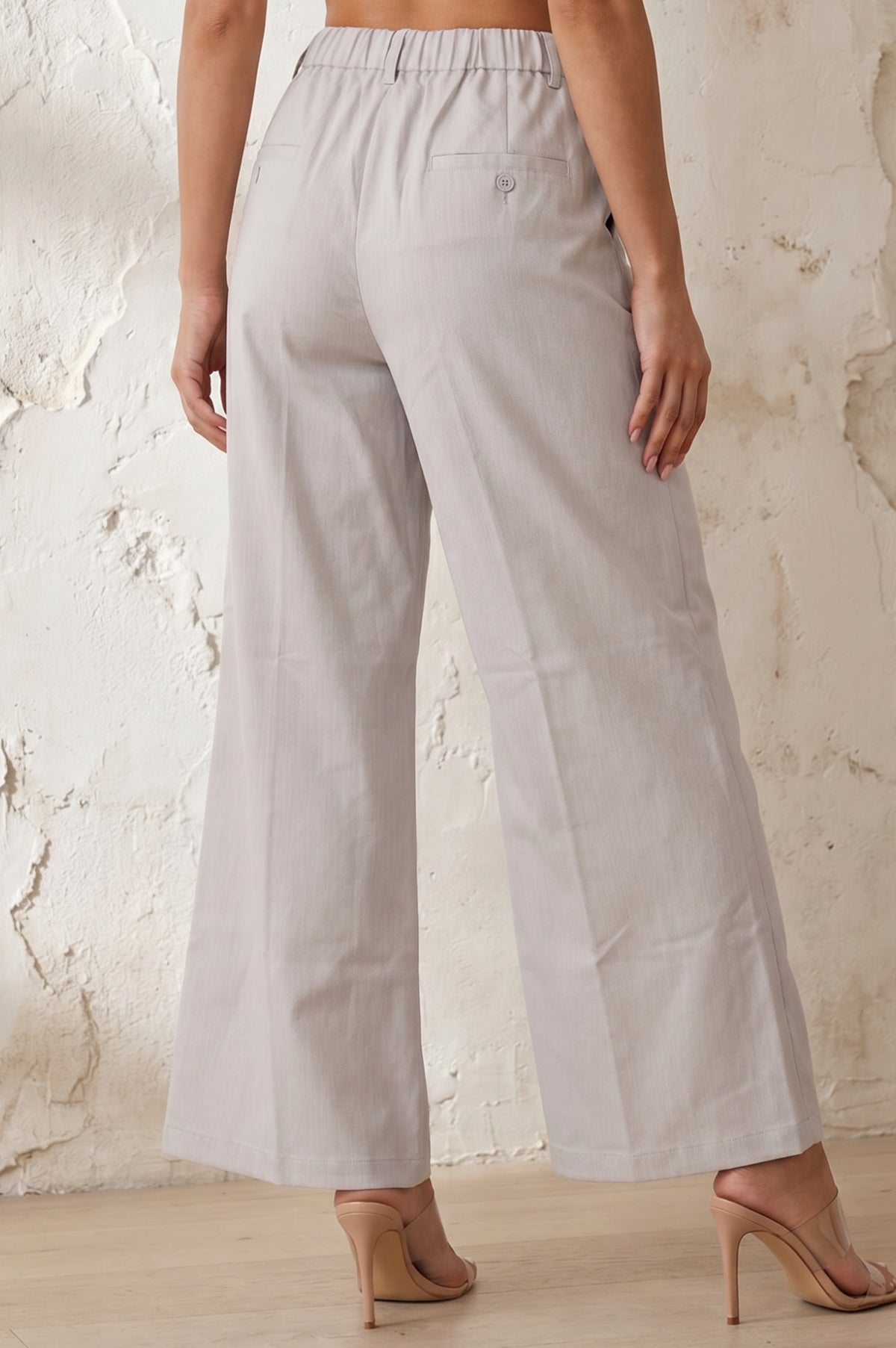 Beige Solid Ankle Length High Rise Boss pant