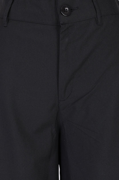 Black Solid Wide Leg Ankle Length Boss pant