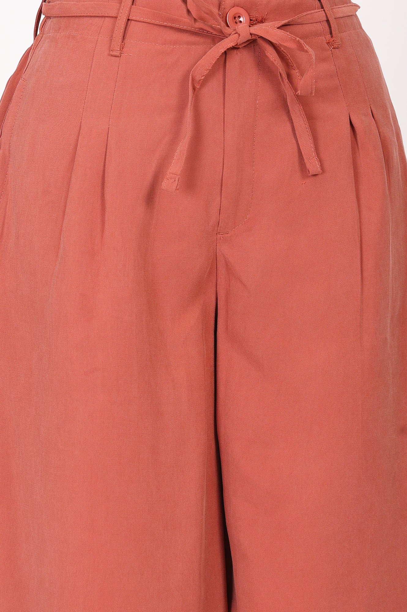 Rust High Rise Wide-Leg Ankle Length Pants