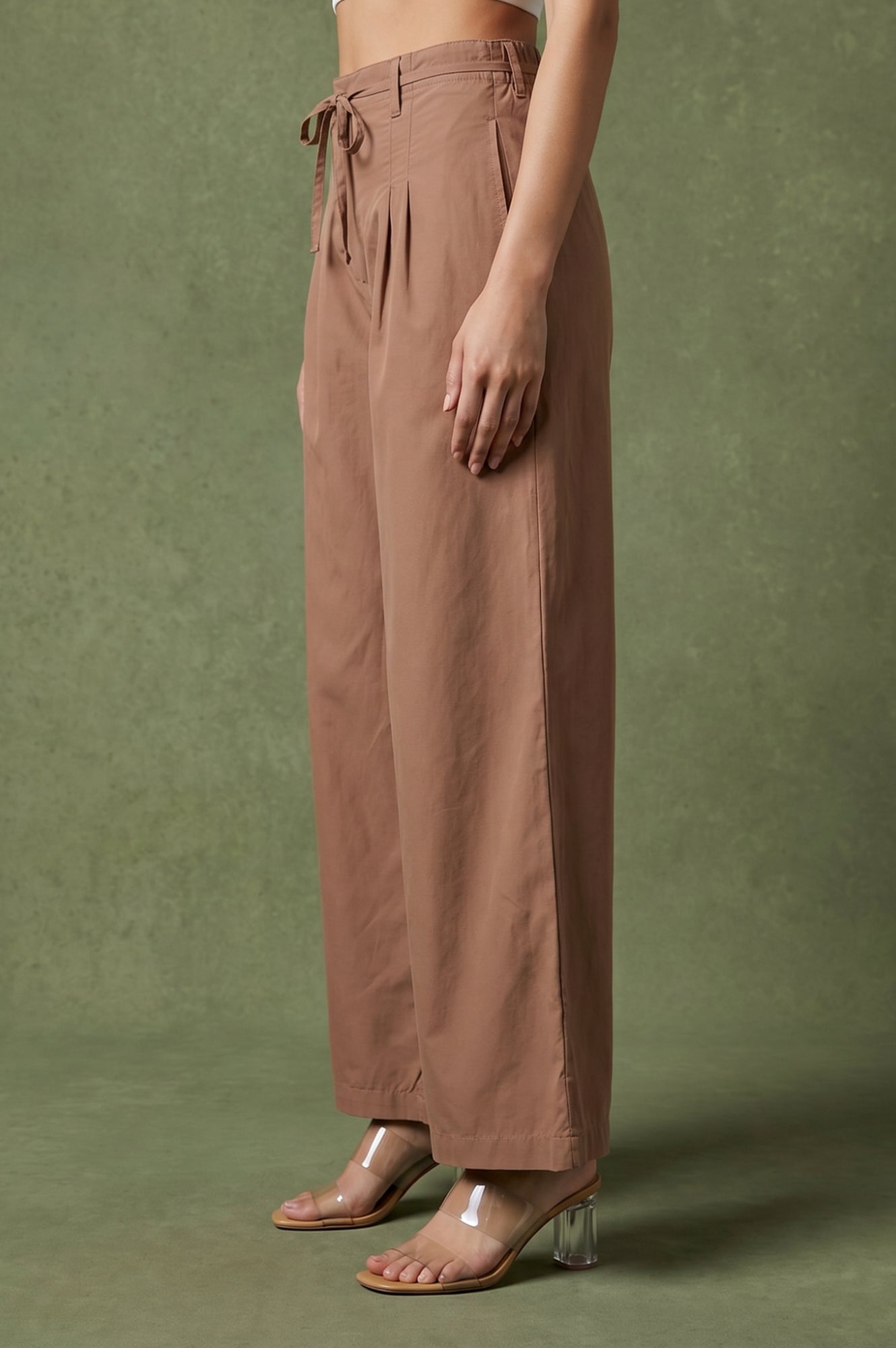 Brown Wide-Leg Ankle Length Boss Pant