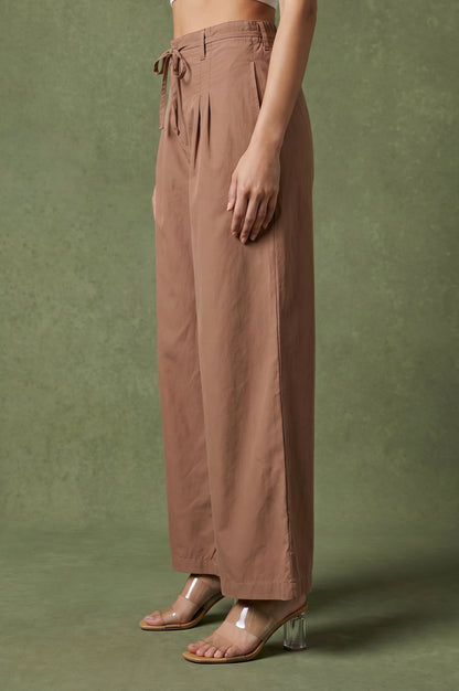 Brown Wide-Leg Ankle Length Boss Pant