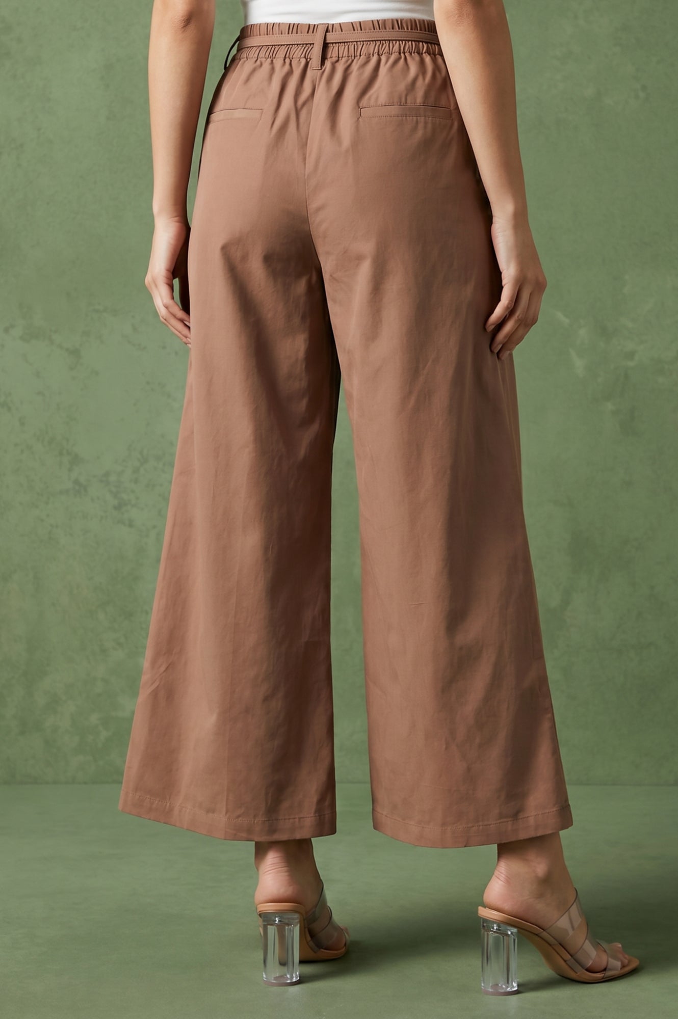 Brown Wide-Leg Ankle Length Boss Pant