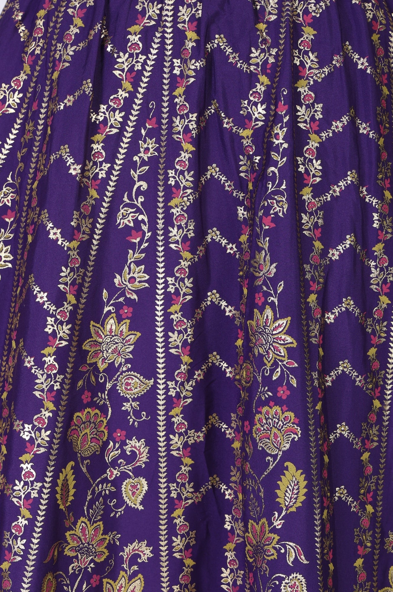 Purple Ethnic Motifs Crepe Wide Leg Ankle Length Skirt