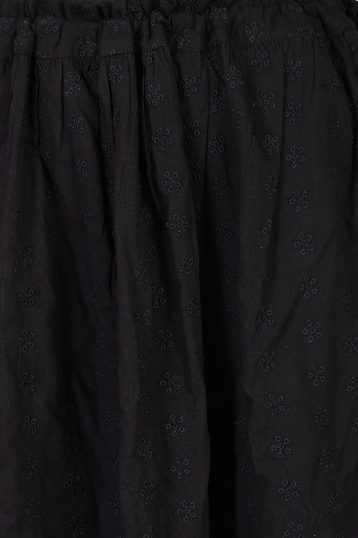 Black Schiffli Pure Cotton Flared Skirt