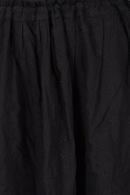 Black Schiffli Pure Cotton Flared Skirt