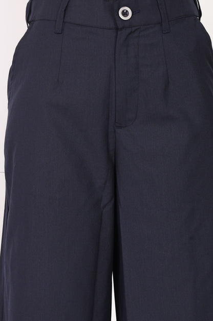 Taupe Solid Straight Fit Ankle Length Pants