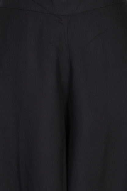 Black Solid Rayon Wide Leg Cullotes