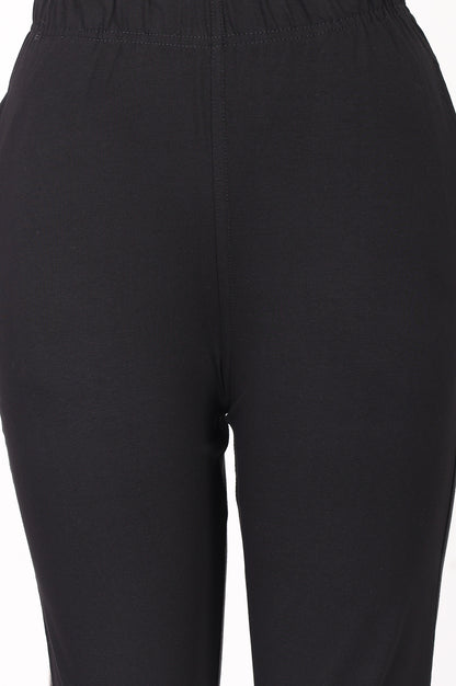 Black Slim Fit Ankle Length Mid Rise Trousers