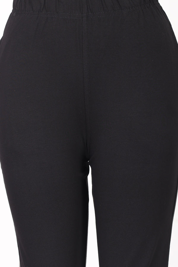 Black Slim Fit Ankle Length Mid Rise Trousers