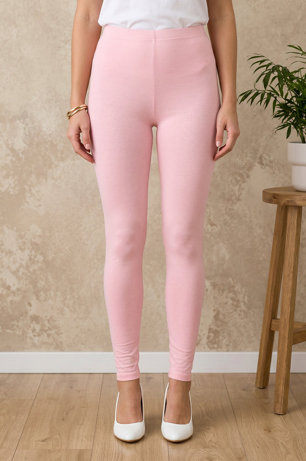 Pink Skinny Fit Ankle Length Mid Rise Leggings