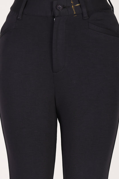 Black Slim Fit Ankle Length Trousers