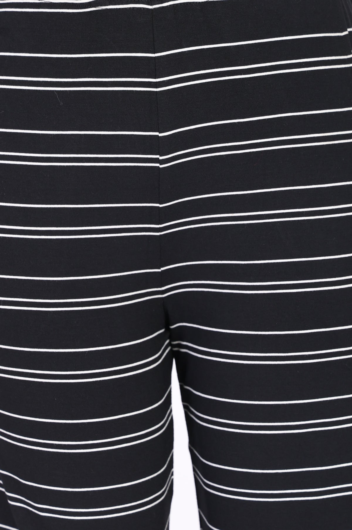 Black Yarn Dyed Striped Cotton Blend Straight Fit Ankle Length Trousers