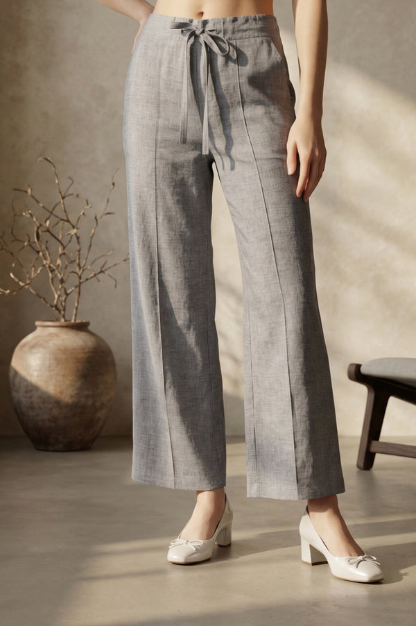 Grey Yarn Dyed Denim Palazzo