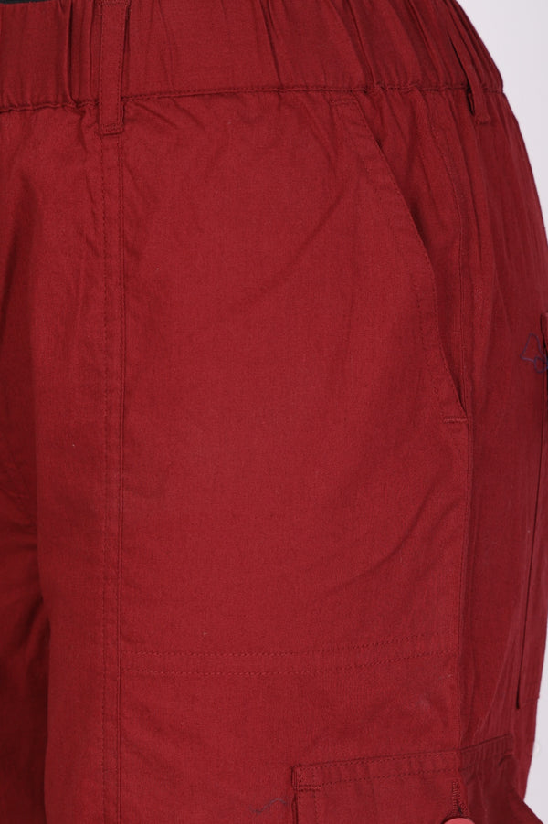 Navy Rust Solid Pure Cotton Ankle Length Cargo