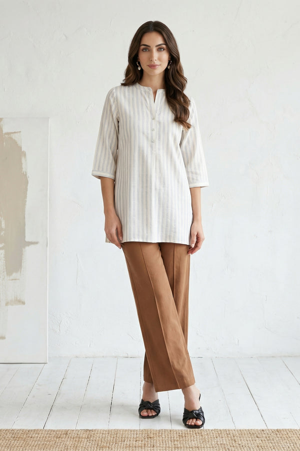 Brown Solid Rayon Straight Fit Ankle Length Pants