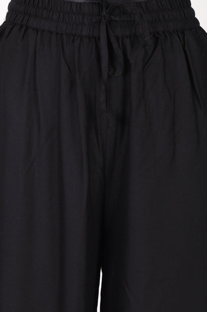 Black Mid Rise Ankle Length Jogger Pants