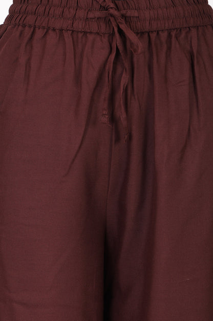 Maroon Mid Rise Ankle Length Jogger Pants