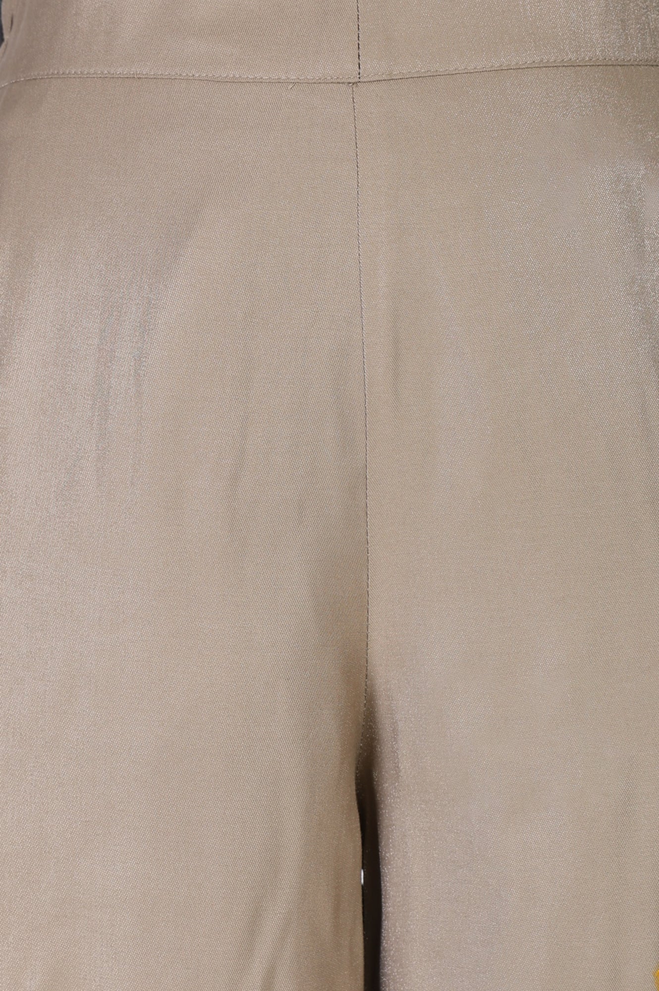 Beige Yarn Dyed Solid Rayon Wide Leg Palazzo