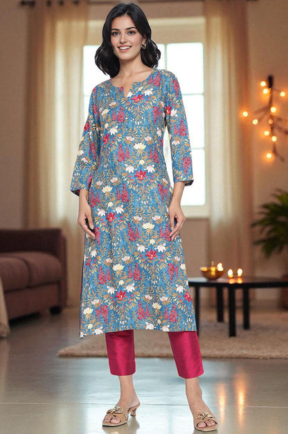 Pink Solid Mid Rise Slub Trousers in Ankle Length