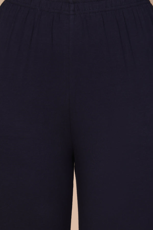 Navy Blue Solid Slim Fit Cotton Churidar
